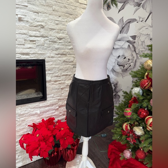 NWT RALPH by RALPH LAUREN Leather Skirt Moto zippers size 8 black - Picture 2 of 12